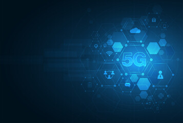 5G network wireless internet Wi-fi connection. Smart city and communication network concept. High speed, broadband telecommunication. vector design.