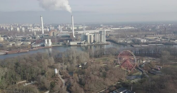 Berlin drone shot in 4K power station & Spreepark