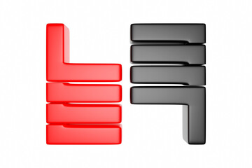 3D illustration fist with thumb up and black fist with thumb down on a white isolated background. Red like sign and black dislike sign.