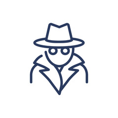 Spy thin line icon. Hat, secret, observation isolated outline sign. Safety and protection concept. Vector illustration symbol element for web design and apps