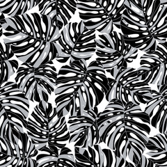 Beautiful tropical plant seamless pattern illustration,