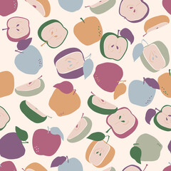 Colorful apples vector seamless pattern