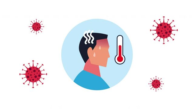 fever covid19 disease symptom animation