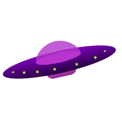 UFO, alien spaceship. Vector illustration of unknown flying object isolated on white.