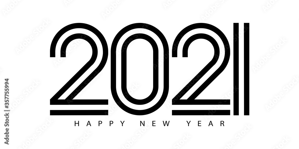 Poster 2021 happy new year text vector design.
