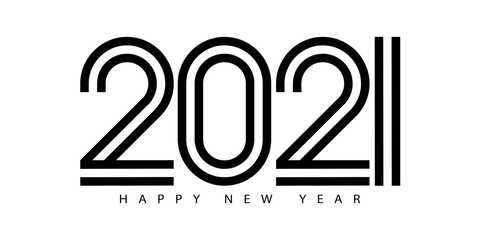 2021 happy new year text vector design.