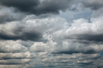 Dramatic dark cloudy sky before storm, natural photo background