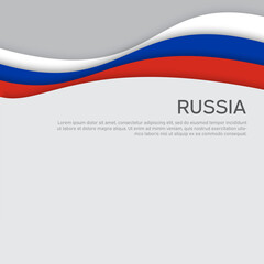 Abstract waving flag of russia. Paper cut style. Creative background for design of patriotic holiday card. National poster. State russian patriotic cover, flyer. Vector tricolor design