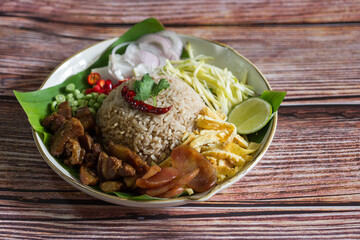 Rice Mixed with Shrimp paste - Thai traditional food