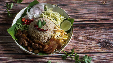 Rice Mixed with Shrimp paste - Thai traditional food
