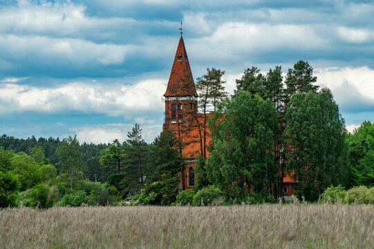 church in the countryside. Orzechowo Poland