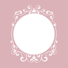 Vintage white frame on pink background. - Vector.