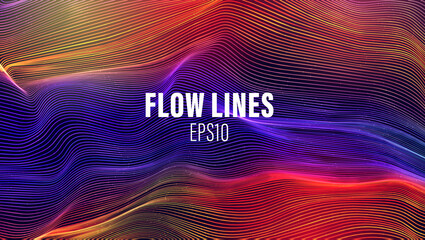 Flow lines vector array. Wave flow lines color abstract dune background