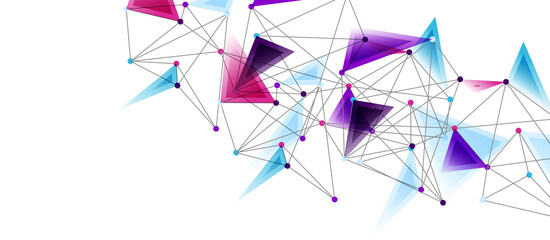 Line points connections, triangular technology design. Abstract geometric background