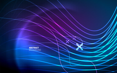 Abstract background - blue neon line design for Wallpaper, Banner, Background, Card, Book Illustration, landing page