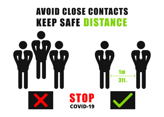 Safe distancing signage - Vector Illustration