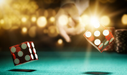 Man gambling at the craps table