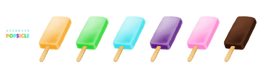 Vector illustration of assorted popsicle
