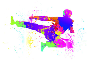 Taekwondo logo design. Colorful sport background. Vector illustration.