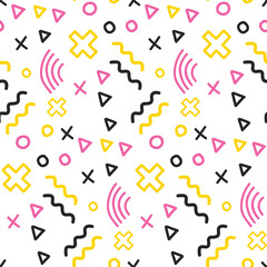 Hand Drawn Memphis Style Seamless Background