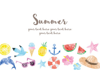 夏イラスト_フレーム_水彩02