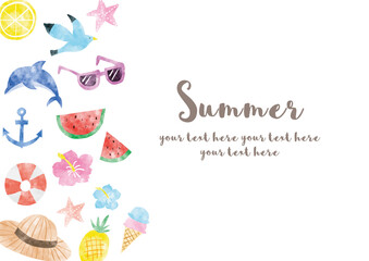 夏イラスト_フレーム_水彩01