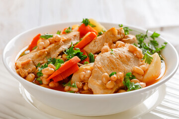 close-up of a portion of pork stew