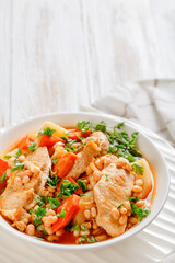 navy bean, veggies and pork stew, top view