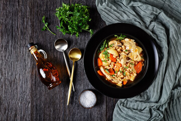 a portion of bean, vegetables and pork stew