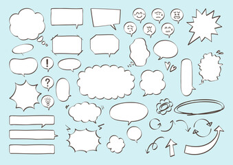 ペンで書いたような吹き出しのセット_セピア色