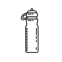Trekking and sport water bottle flat line icon. Camping or hiking element vector isolated image on white background. Glyph pictogram for web, mobile and infographics