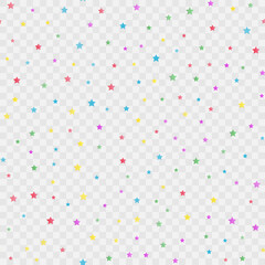 Seamless pattern witn falling colorful stars. Vector