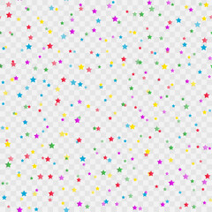 Seamless pattern witn falling colorful stars. Vector