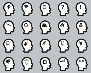 Stress & Pressure Black Icons White On Black Sticker Set Big