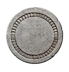 Round ancient ornamental carved stone frame with floral ornaments