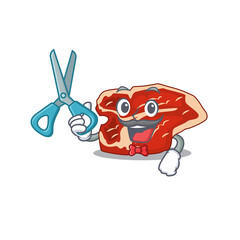 T-bone talented barber cartoon character design working in the barbershop