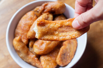 Fried bananas local sweet snack