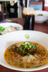 Local Thai style noodles pork soup