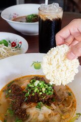 Local Thai style noodles pork soup