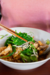 Local Thai style noodles pork soup