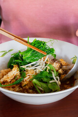 Local Thai style noodles pork soup