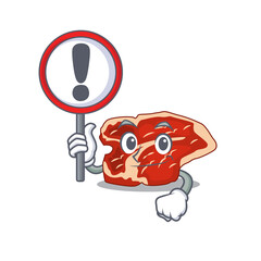 A cartoon icon of T-bone with a exclamation sign board