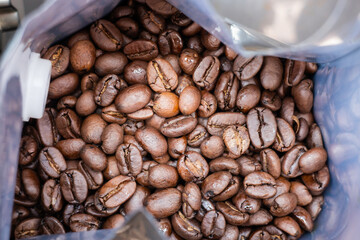 Fresh roasted blend coffee beans, stock photo