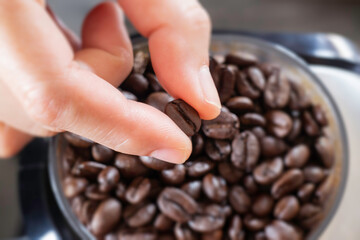 Fresh roasted blend coffee beans, stock photo