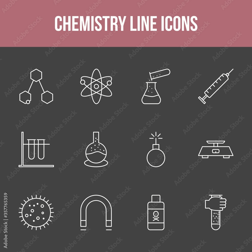 Canvas Prints Unique chemistry vector line icon set