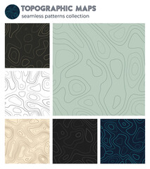 Topographic maps. Awesome isoline patterns, seamless design. Cool tileable background. Vector illustration.
