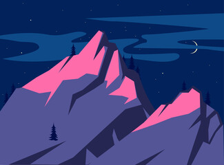 mountain landscape, vector illustration cartoon style