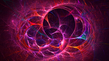 3D rendering abstract multicolor fractal light background