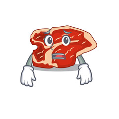 Cartoon image design T-bone showing worried face