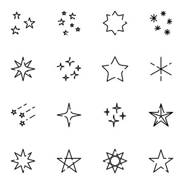 Stars and starlight icon set. Simple stars outline icon sign concept. vector illustration.	